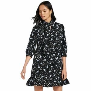Who What Wear Polka Dots Print 3/4 Sleeve Dress